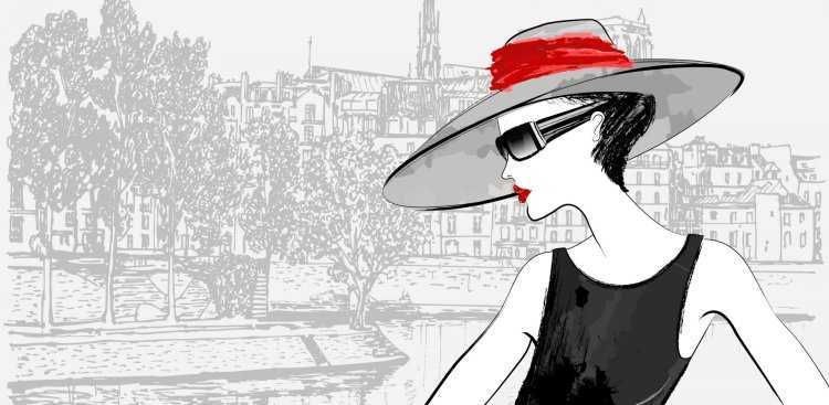 Дама в Париже в шляпе