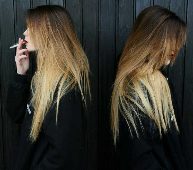 Чёрные кончики на русых волосах