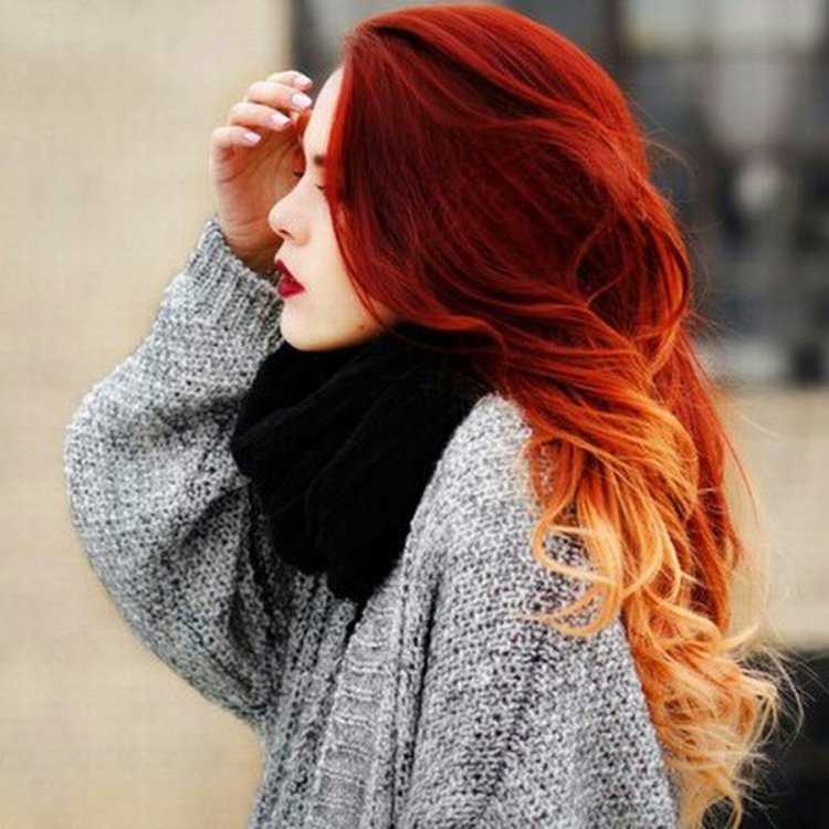 Окрашивание брюнетки в рыжий цвет74