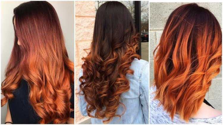 Балаяж на рыжие волосы длинные