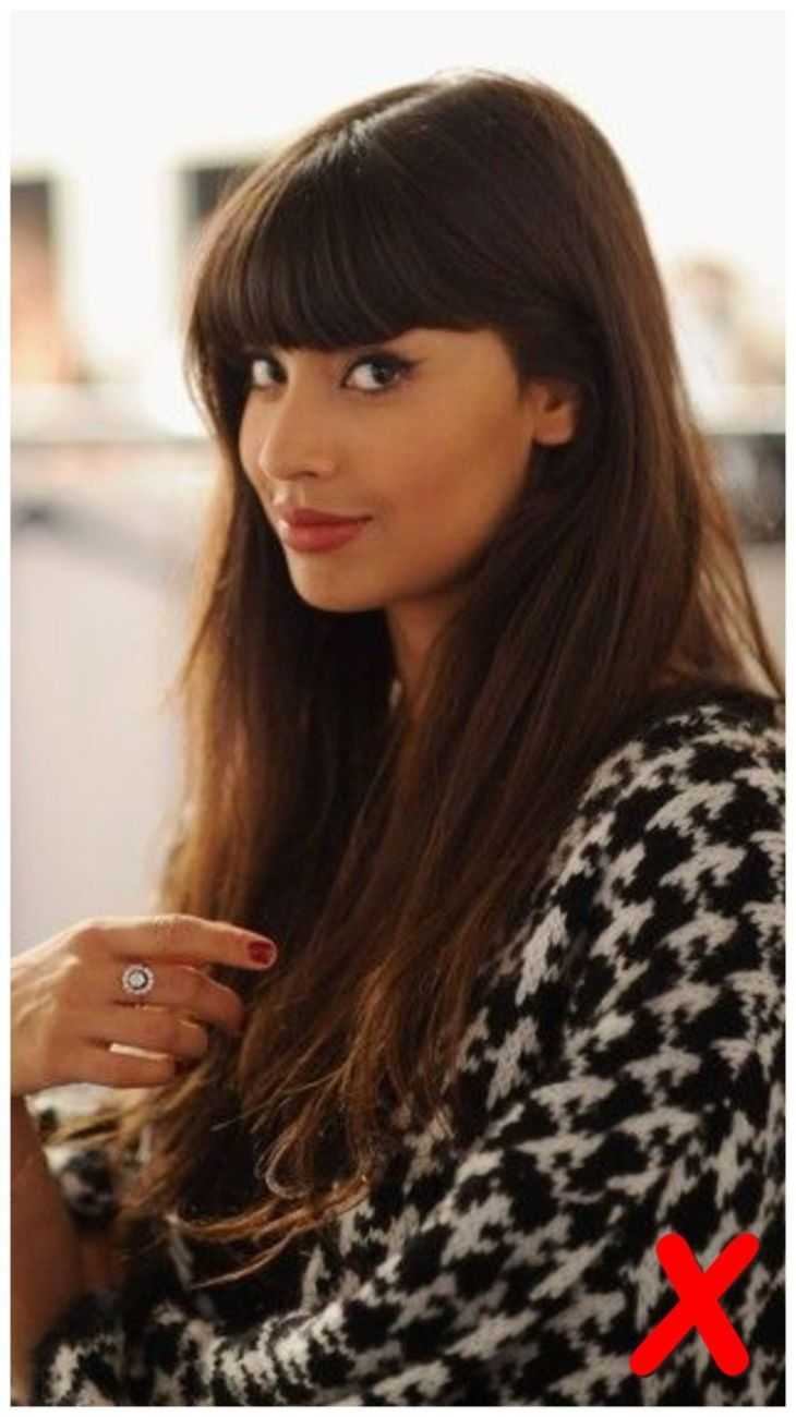 Длинные каштановые волосы с челкой