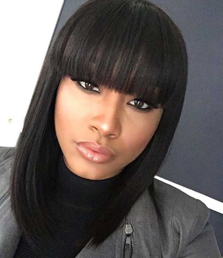 Стрижки на черные волосы с челкой