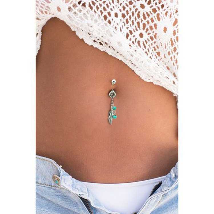 Пирсинг пупка длинный