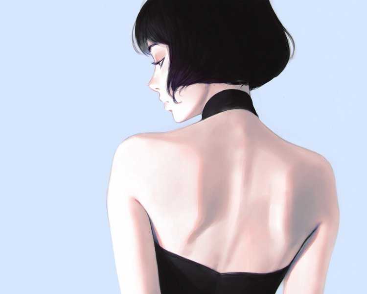 Девушка с каре со спины арт