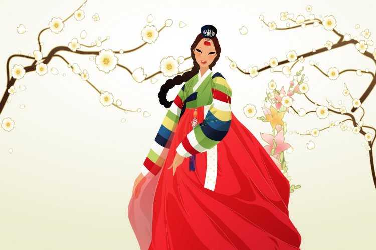 Корейский ханбок вектор