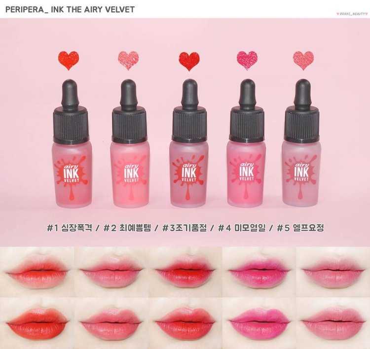 Peripera Ink airy Velvet свотчи