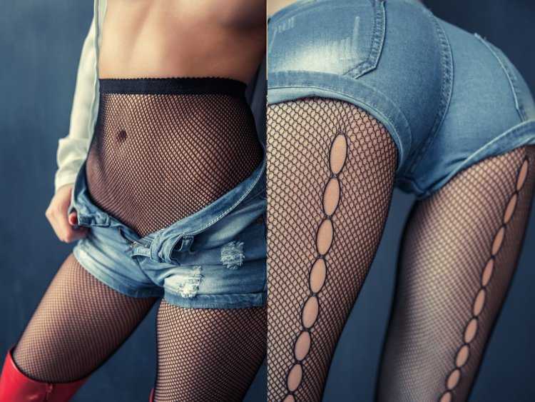 Попы в колготках в сеточку