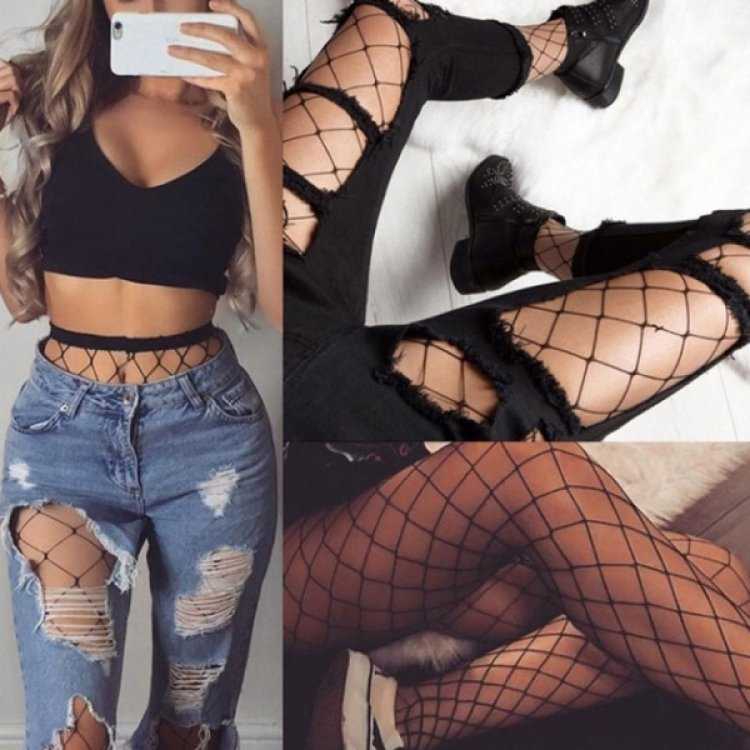 Шорты с колготками в сетку