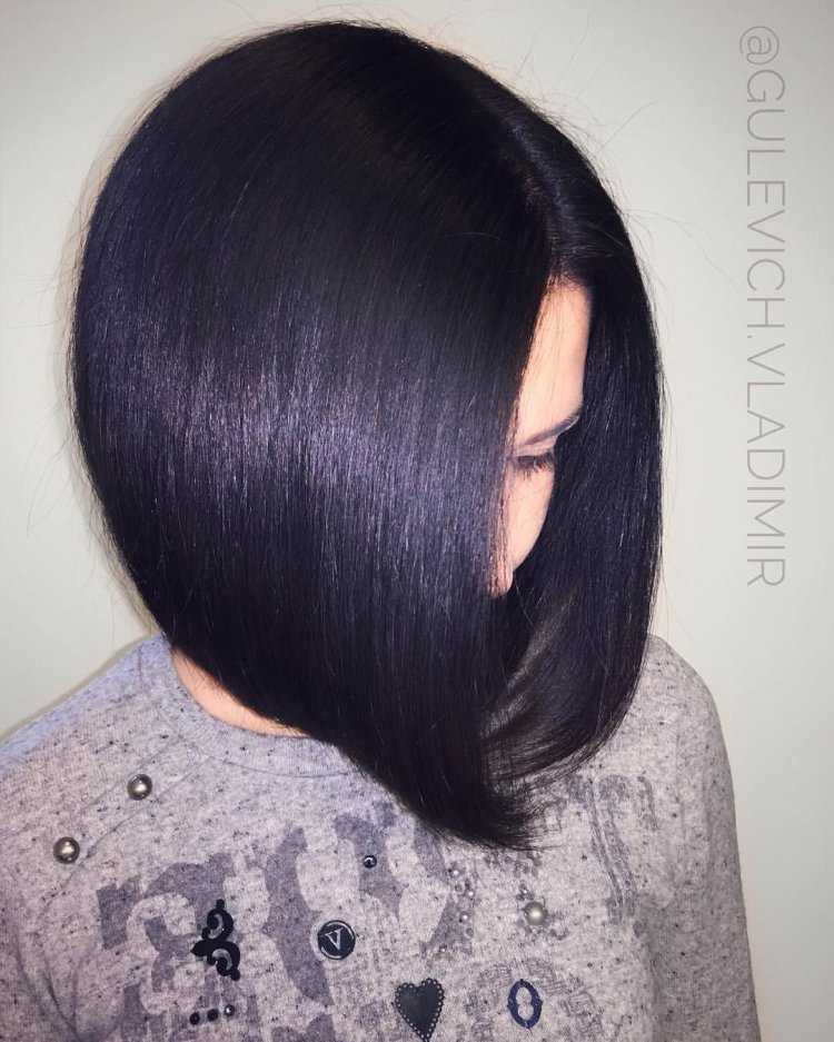 Причёска на удлиненное каре темные волосы