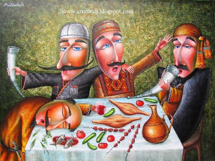 Зураб Мартиашвили картины застолье