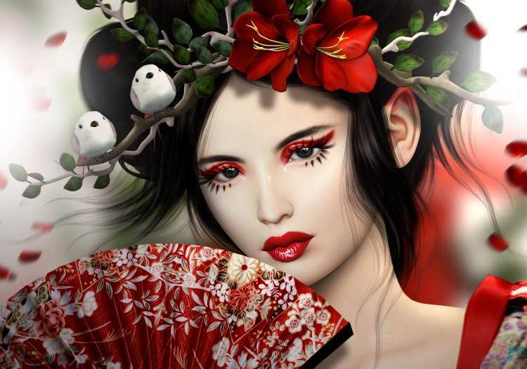 Лицо в цветке фэнтези