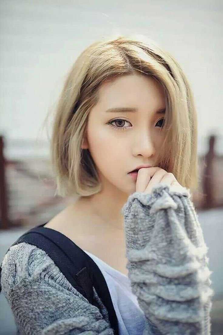 Ulzzang korean girl short hair светлые волосы