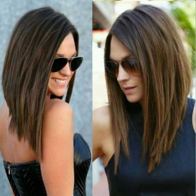 Стрижка ровный срез на средние волосы без челки