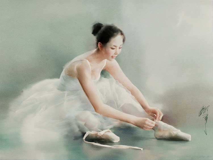 Лю Йи акварель