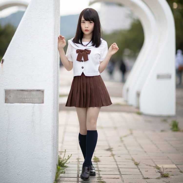 Милые японские девушки в школьной форме