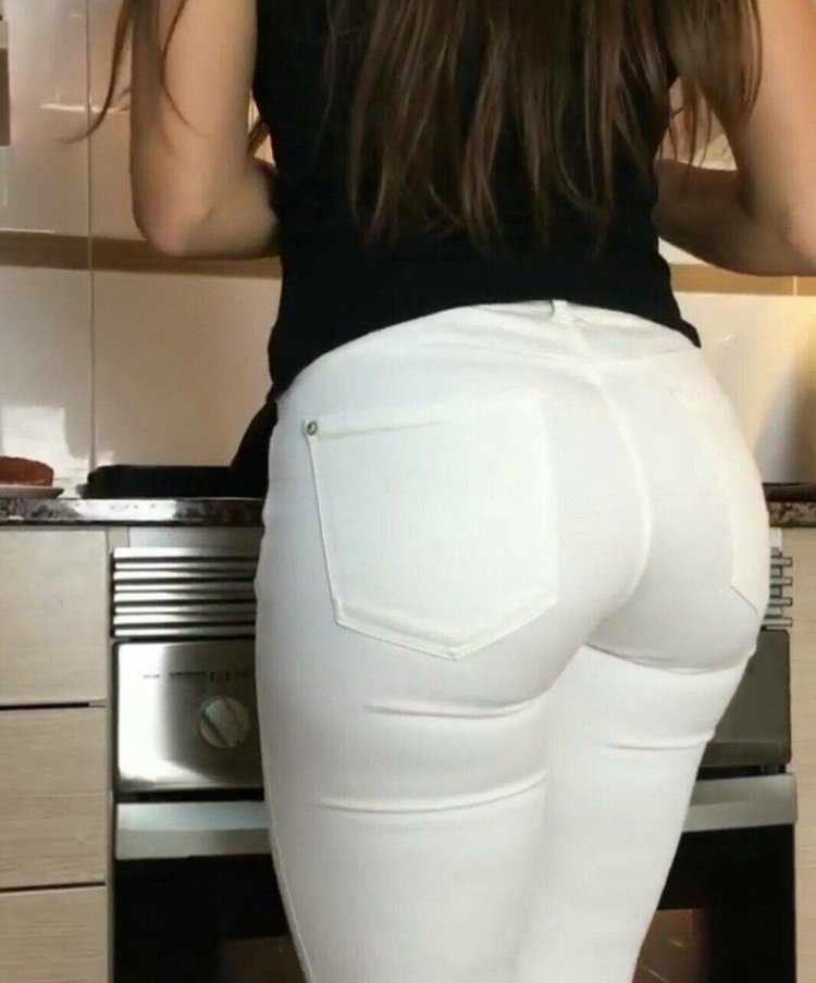 Butt in White Jeans