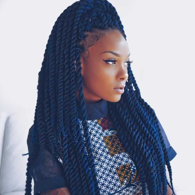 Афрокосы Box Braids голубые