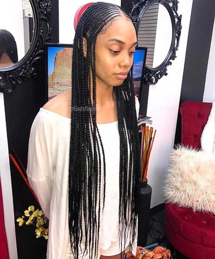 Африканские косички с косым пробором