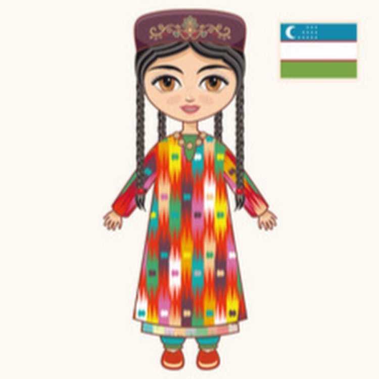 Изображение детей в узбекских национальных костюмах