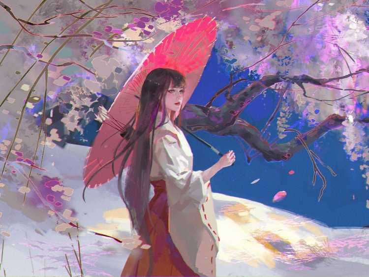 Фэнтези девушка с зонтом