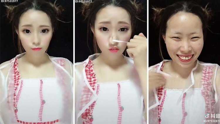 Азиатки до и после макияжа