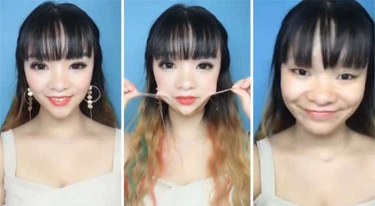 Японки до и после макияжа