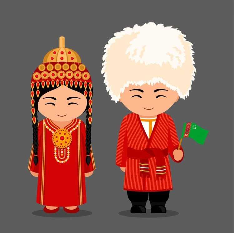 Туркменские национальные костюмы вектор