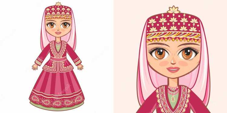 Азербайджанка в национальном костюме Графика