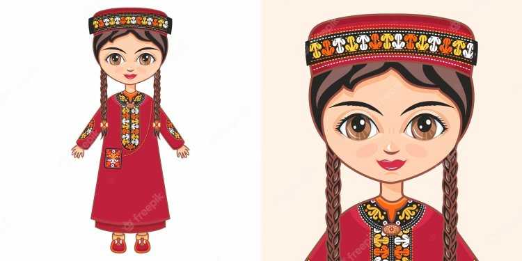 Таджики в национальном костюме вектор