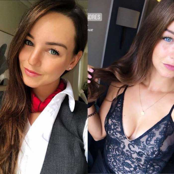 Молодые и красивые стюардессы в форме и без нее