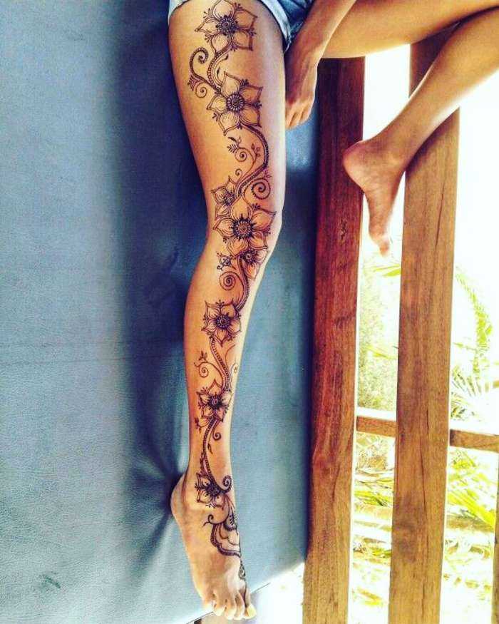 Татуировки на ногах у девушек на фото