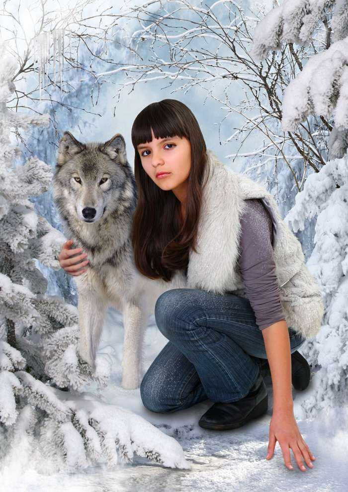 Волки и девушки на фото