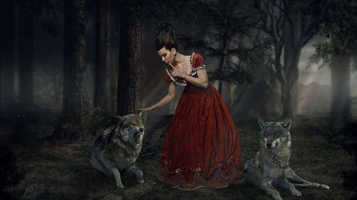 Волки и девушки на фото