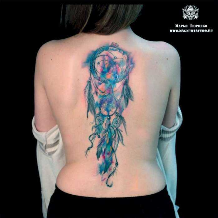 Тату на спинах девушек на фото