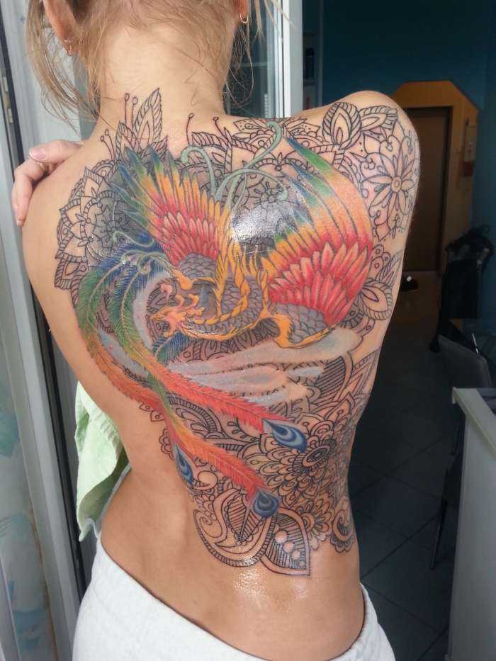 Тату на спинах девушек на фото