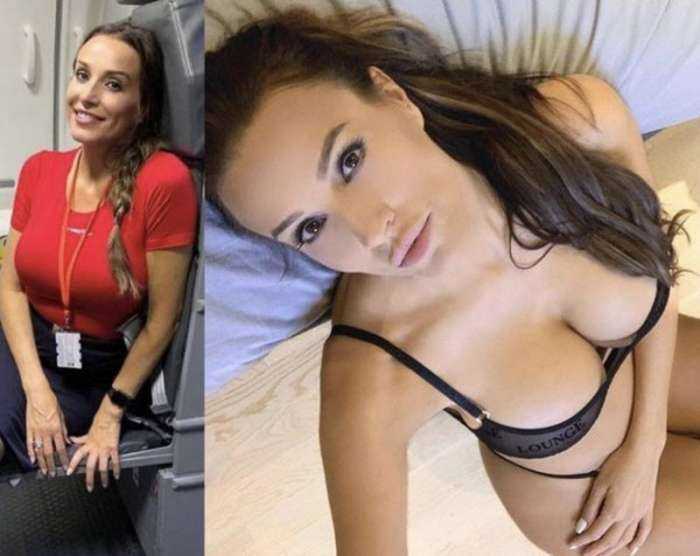 Молодые и красивые стюардессы в форме и без нее