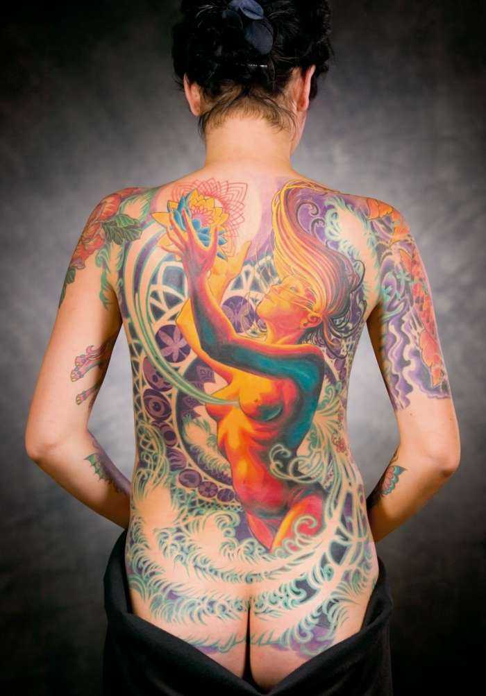 Тату на спинах девушек на фото