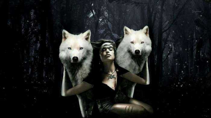 Волки и девушки на фото