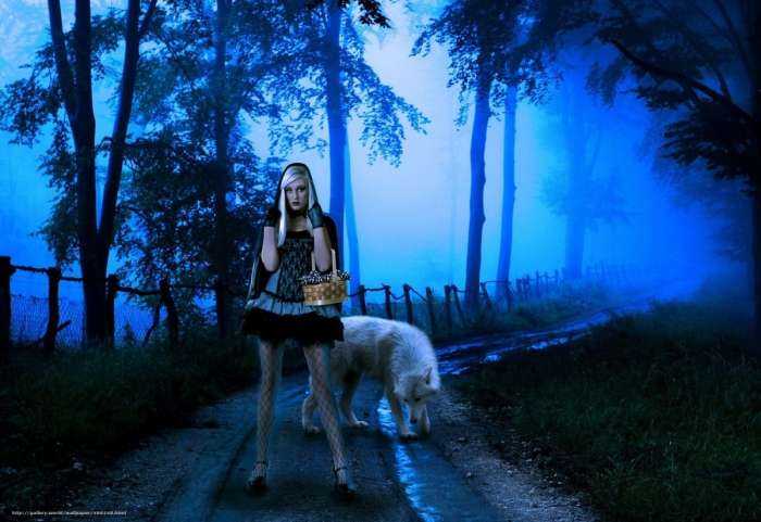 Волки и девушки на фото