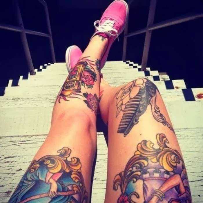 Татуировки на ногах у девушек на фото