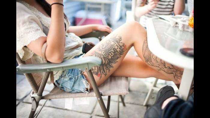 Татуировки на ногах у девушек на фото