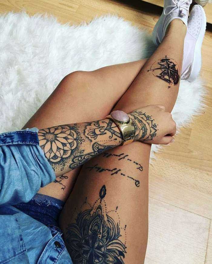 Татуировки на ногах у девушек на фото