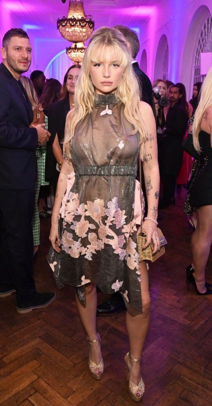 Лотти Мосс в просвечивающем платье засветила грудь